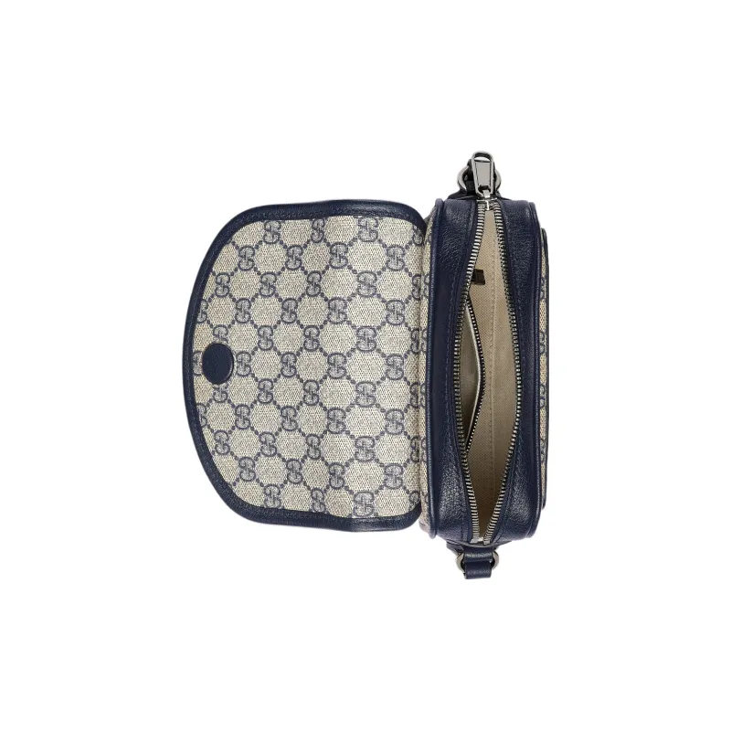 GUCCI Ophidia Canvas With Leather Binding Messenger Bag Canvas Bag Crossbody Bag Shoulder Bag Women's Beige & Blue-6