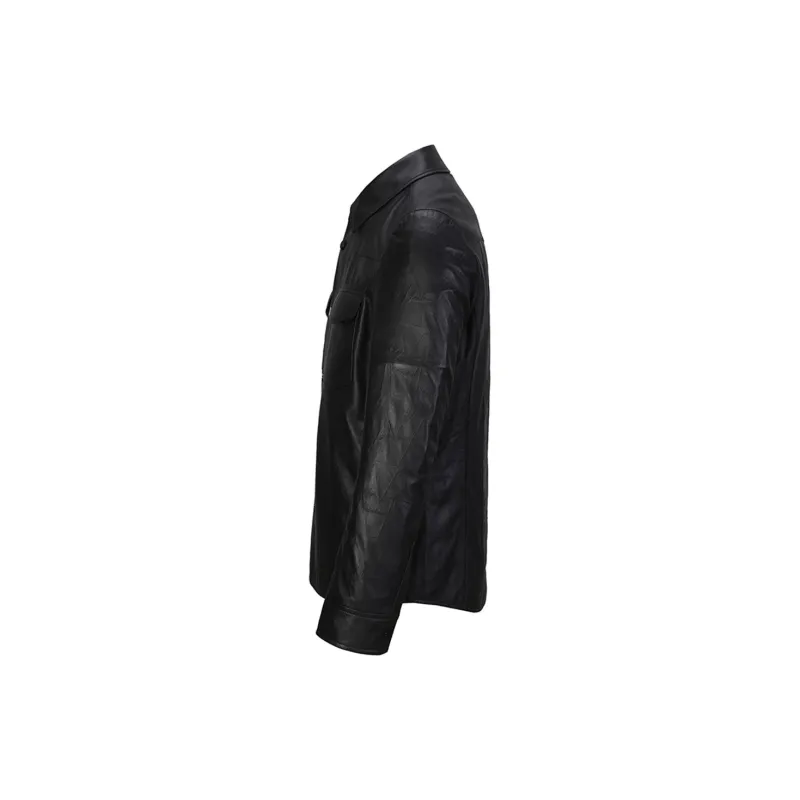 DAVID NAMAN Leather Jackets Men Black-1