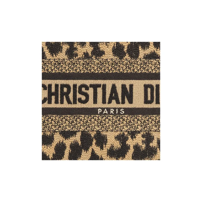DIOR BookTote Pattern Embroidery Tote Bag Shopping Bag Handbag Women's Leopard Print-4