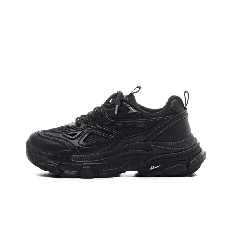 Warrior Warrior Height Increasing Wear Resistant Slip Resistant Low Top Chunky Sneakers Women's Black-0
