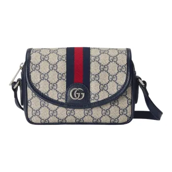 GUCCI Ophidia Canvas With Leather Binding Messenger Bag Canvas Bag Crossbody Bag Shoulder Bag Women's Beige & Blue