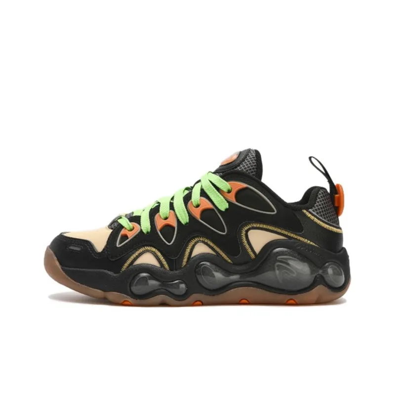 FILA FUSION VERTICAL Abrasion Resistant Breathable Low Top Vintage Basketball Shoes Women's Black Yellow-0