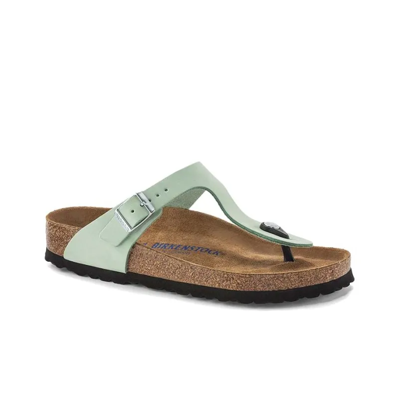 Birkenstock Gizeh Soft Footbed Quiet Quick Dry Flip Flops Women's Matcha Green Narrow Fit-1