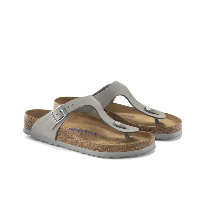 Birkenstock Gizeh Soft Footbed Flip Flops Women's Gray Narrow Fit-2
