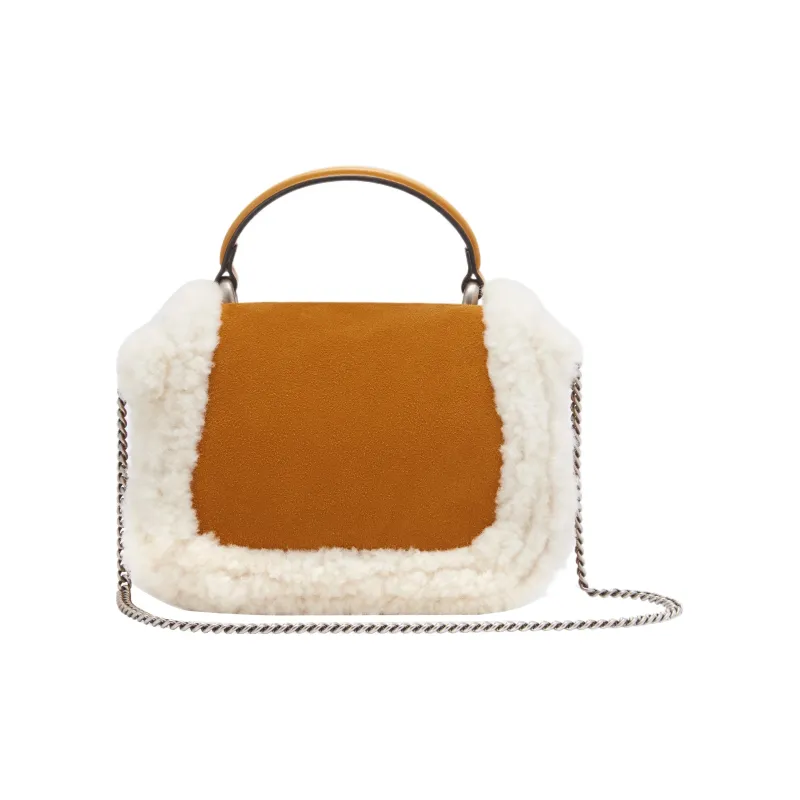 GUCCI Dionysus Shearling Combo Suede Shoulder Bag Crossbody Bag Handbag Mini Women's Light Brown-3