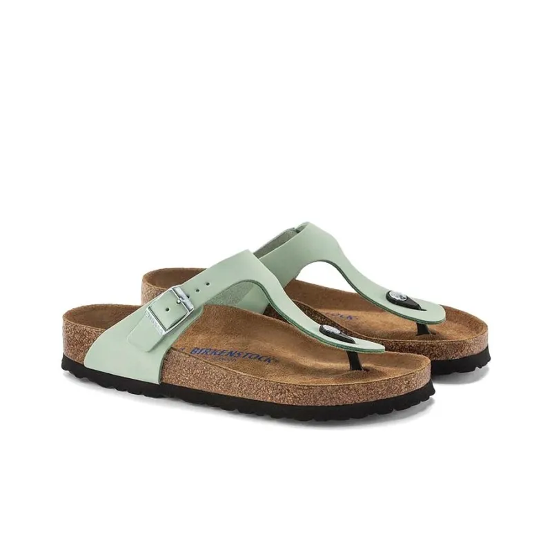 Birkenstock Gizeh Soft Footbed Quiet Quick Dry Flip Flops Women's Matcha Green Narrow Fit-2