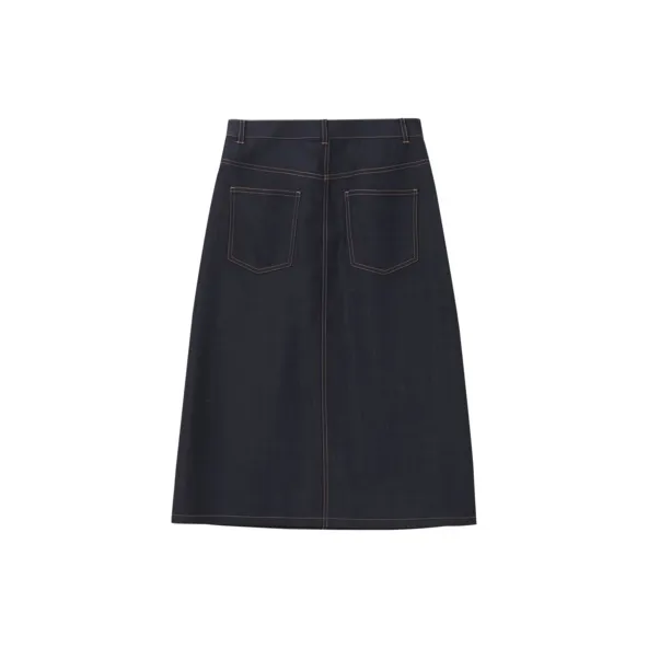 OVV Casual Long Skirts Women's Navy Blue Solid Color A9-1