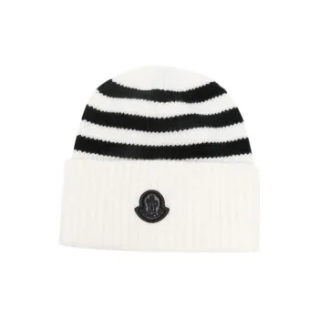 Moncler Striped Ribbed knit Wool Beanie