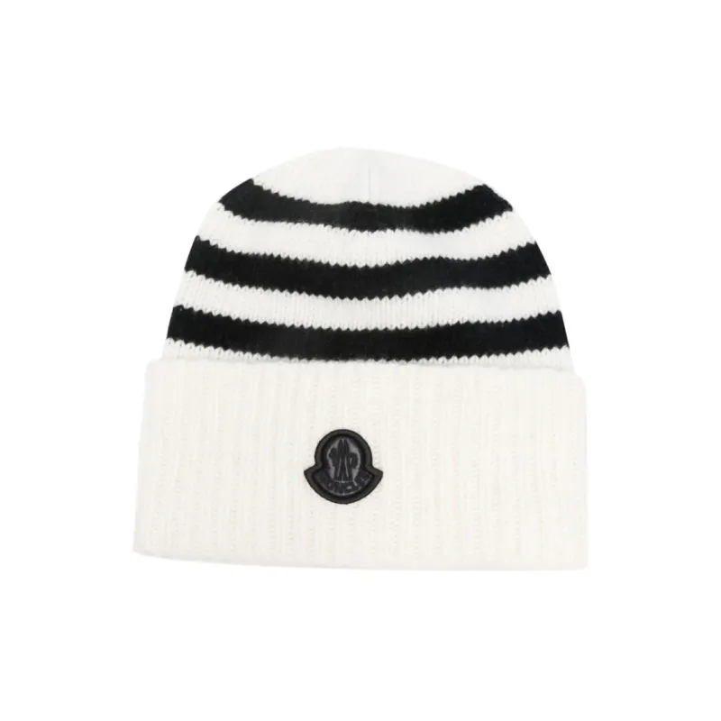 Moncler Striped Ribbed-knit Wool Beanie-0