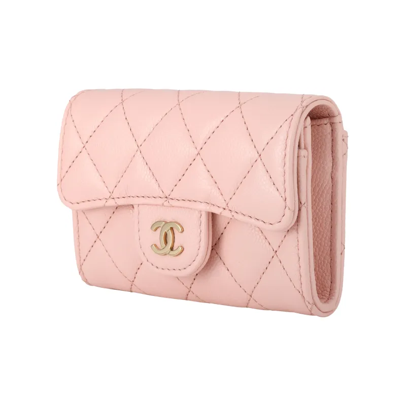 CHANEL Grain Litchi Grain Calfskin Card Holder Women's Pink-1