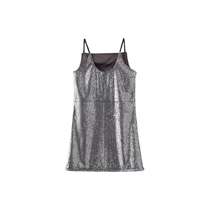 Cubic Slip Dresses Women's Silver-1
