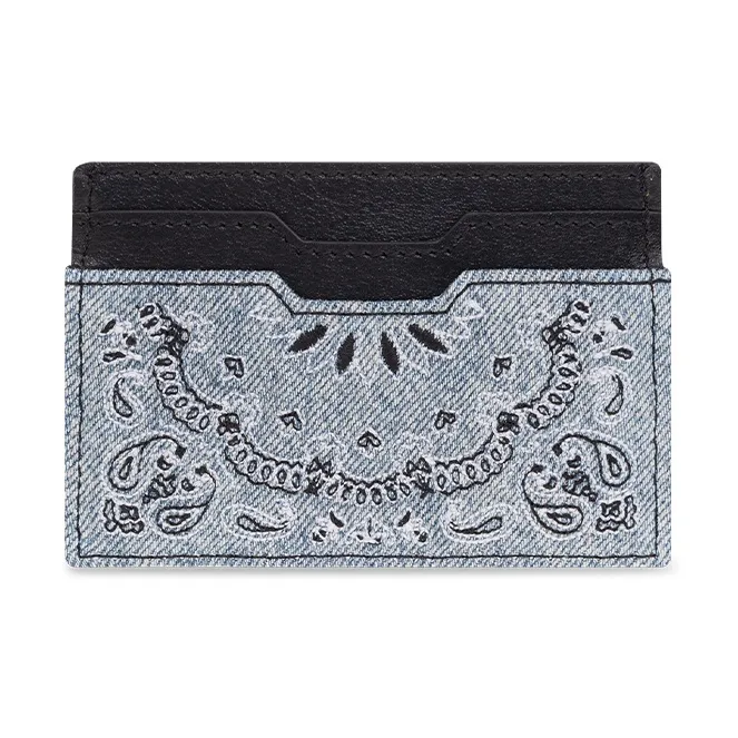 AMIRI Fabric With Leather Card Holder Men's Black & Light Blue-1