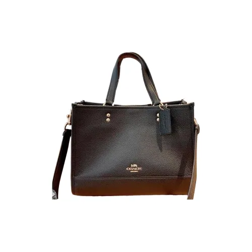 COACH Dempsey Leather Tote Bag Shopping Bag Handbag Shoulder Bag Crossbody Bag Large Size Women's Black