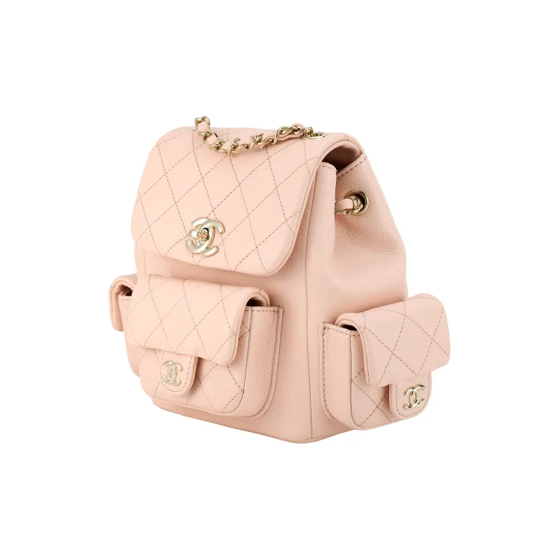 CHANEL Grain Embossed Shiny Calfskin Backpack Trumpets Women's Light Pink-1