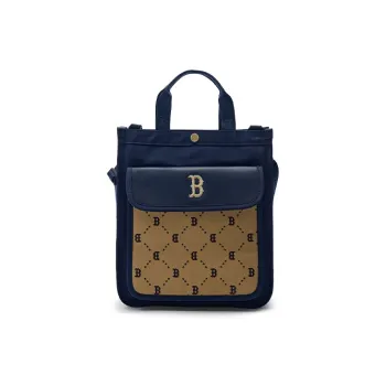 MLB Cotton With Polyester Crossbody One Shoulder Handbags Regular Men's Marine Blue & Brown