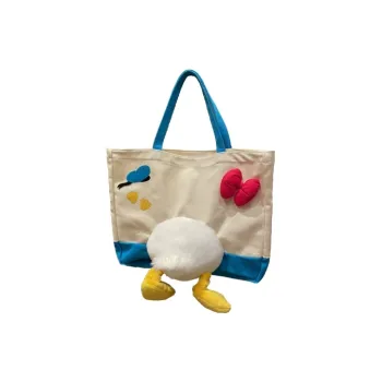 Disney Canvas Shoulder Bag Unisex Ecru & Blue