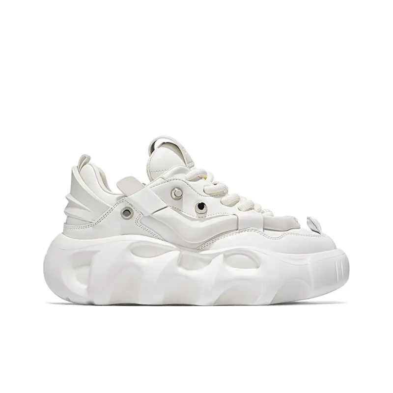 SALAXI Low Top Chunky Sneakers Unisex Pure White-1