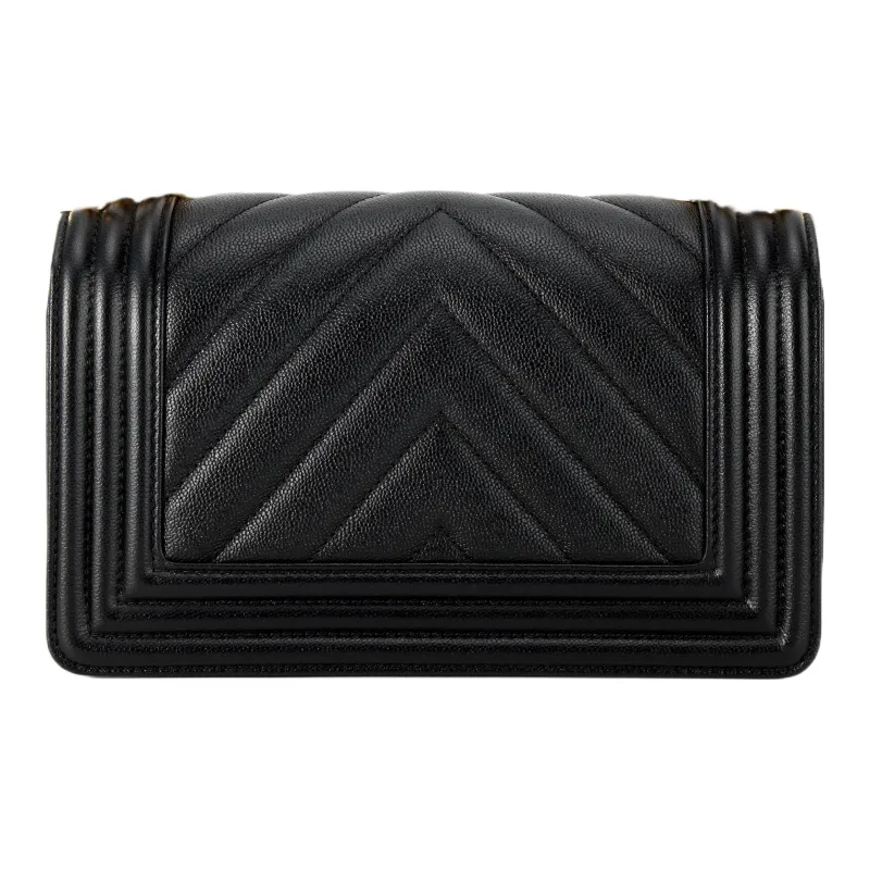 CHANEL Leboy Grain Embossed Calfskin Portable Crossbody Bag, Shoulder Bag Trumpets Women's Black-2