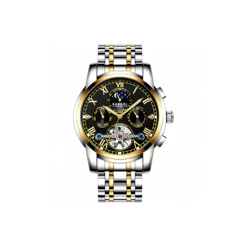 KANGOL Mechanical Movement Stainless Steel Watchband Watch Men's Watches Cut Out Dial