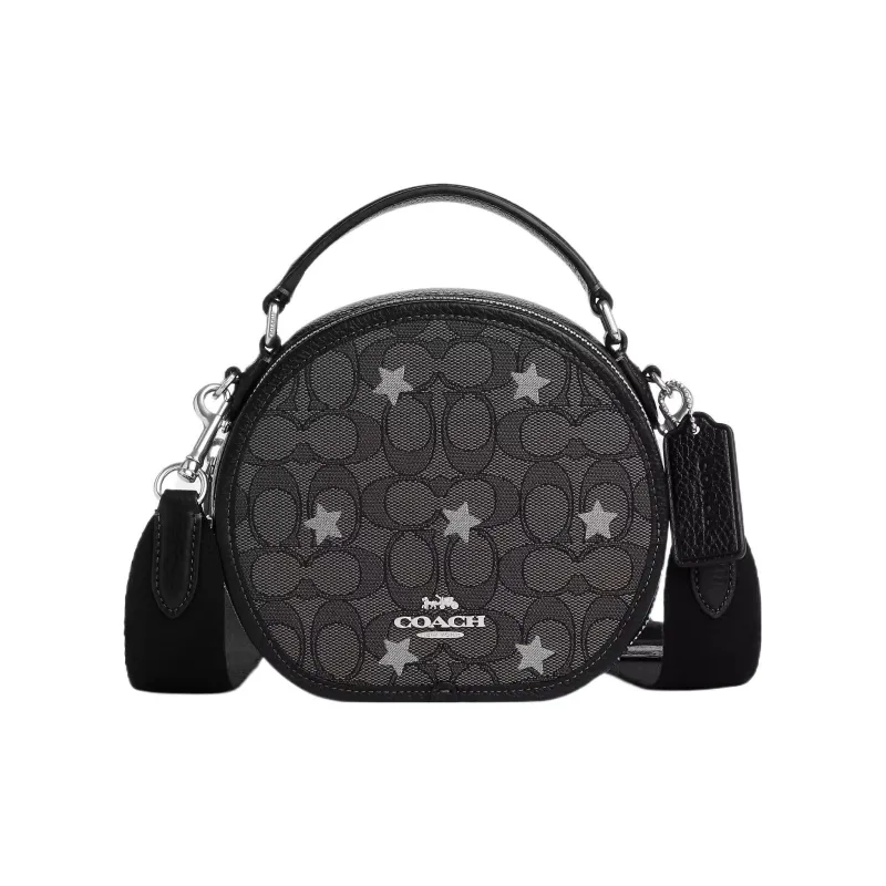 COACH Canteen Eggstone Grain Leather Handbag Shoulder Bag Crossbody Bag Small Size Women's Black-0