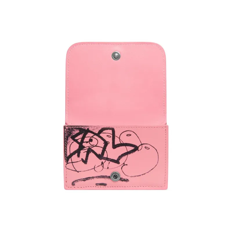 Balenciaga Le Cagole Fine-Grained Sheepskin Wallet Mini Women's Black & Pink-2