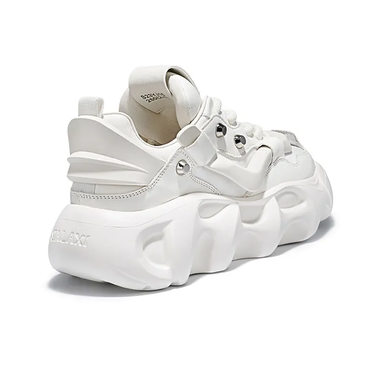 SALAXI Low Top Chunky Sneakers Unisex Pure White-3
