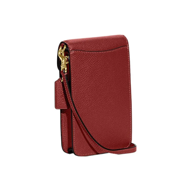 COACH Polished Pebble Leather Shoulder Bag, Crossbody Bag Regular Women's Enamel Red-1