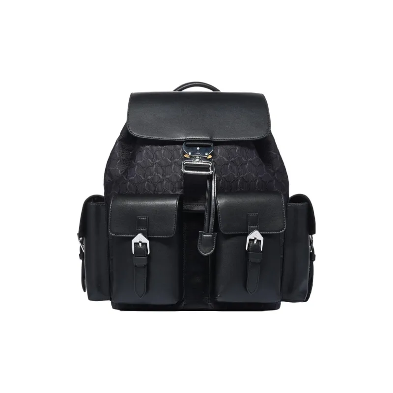 LI NING 1990 Fabric With Synthetic Leather Backpack Regular Unisex Black-0