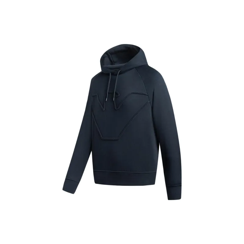 EMPORIO ARMANI Logo Embroidered Drawstring Hoodie-5