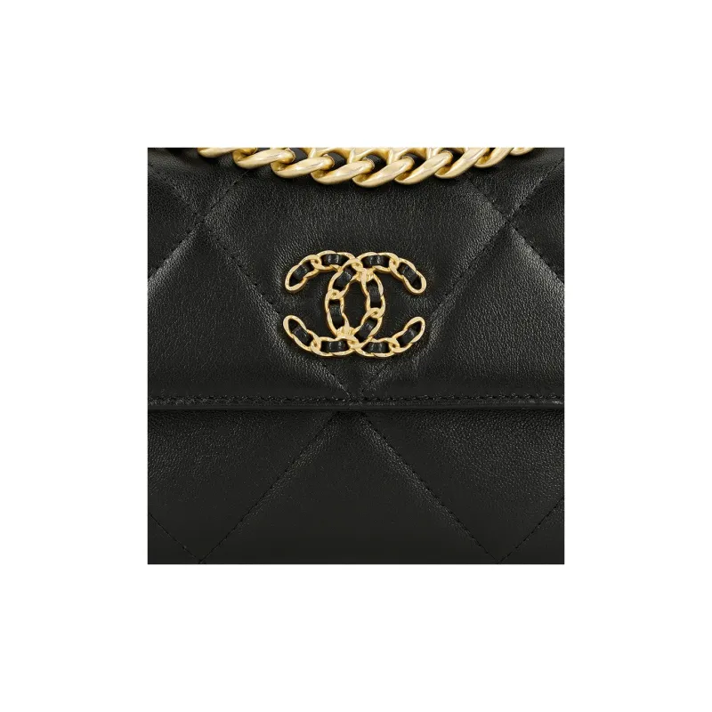 CHANEL 19Bag Lambskin Shoulder Bag, Crossbody Bag Women's Black-5