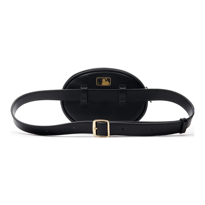 MLB Artificial Leather Round Cake Bag Shoulder Bag Crossbody Bag Unisex Black-3