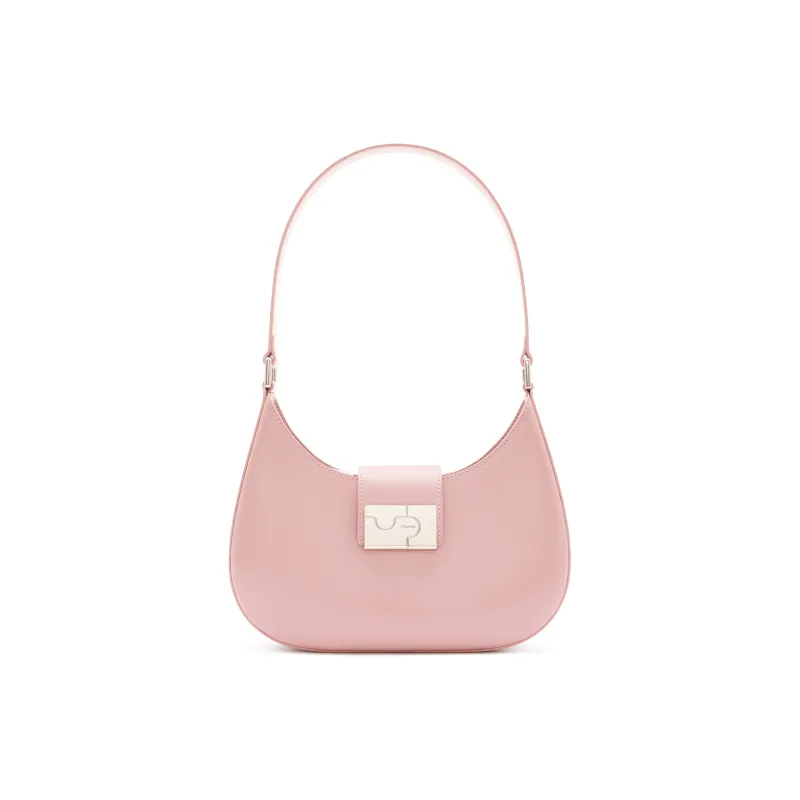 MUVA Cow Leather Handbag Medium Size Women's Twilight Black/Dried Rose/Milkshake White-1