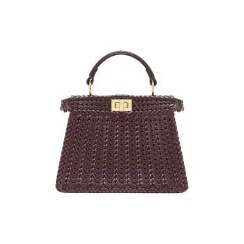 FENDI Peekaboo ISeeU Calfskin Shoulder Bag Crossbody Bag Handbag Regular Women's Burgundy