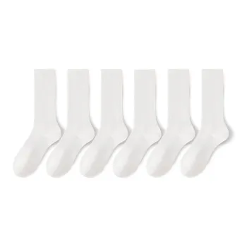 B&C.Room Mid Calf Socks Unisex 6 Pack Black White Gray