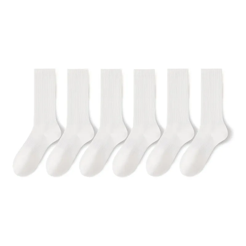 B&C.Room Mid Calf Socks Unisex 6 Pack Black White Gray-0