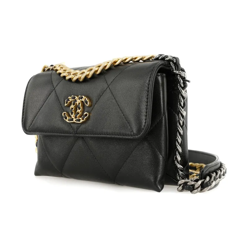 CHANEL 19Bag Lambskin Shoulder Bag, Crossbody Bag Women's Black-1