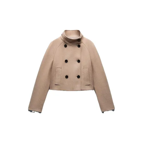 ZARA Cropped Coats Women's Tan