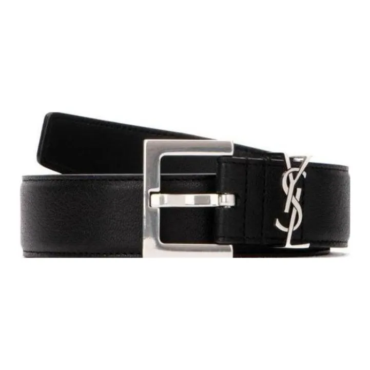 SAINT LAURENT Ysl Logo plaque Leather Belt-0