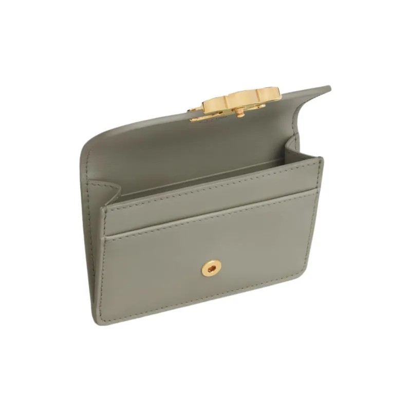 CELINE Triomphe Shiny Calfskin Wallet Women's Green Clay-3