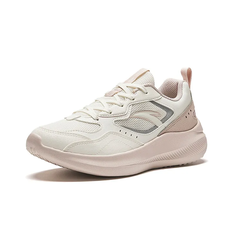 Anta Cushioning Abrasion Resistant Lightweight Low Top Running Shoes Women's White Gray Silver-1
