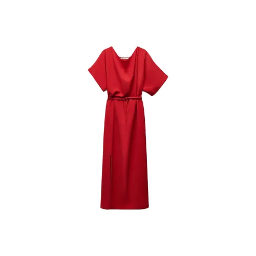 ZARA Short-Sleeved Dresses Women's Red