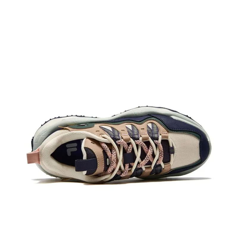 FILA FUSION QD 96 DX Height Increasing Wear Resistant Slip Resistant Low Top Chunky Sneakers Women's Light Khaki-2