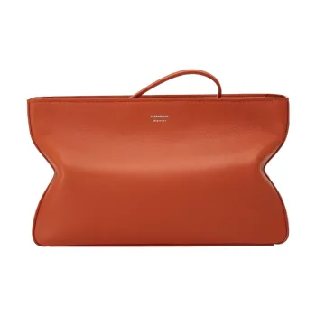 FERRAGAMO Calfskin Clutch Regular Men's Red Terracotta