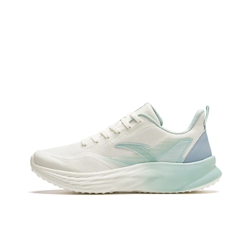Anta Cushioning Wear Resistant Low Top Running Shoes Women's White Teal Blue-0