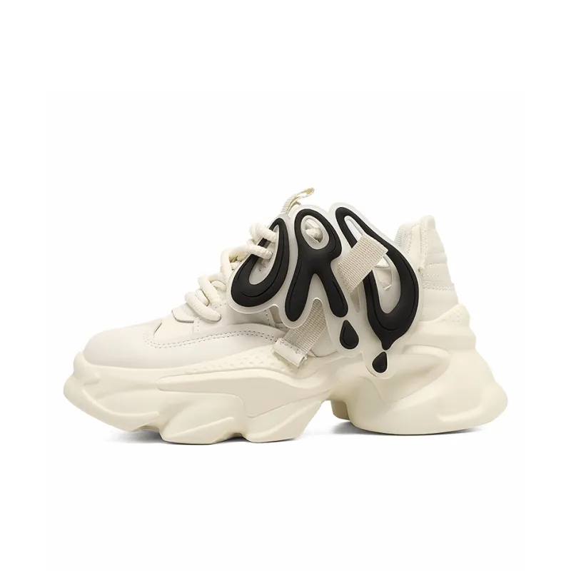 ORD Phantom Phantom Collection Cushioning Lightweight Height Increasing Low Top Chunky Sneakers 6cm Unisex Beige Black-0