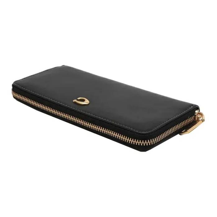COACH Accordion Zip Calfskin Trunk Bag Wallet Regular Women's Black-1
