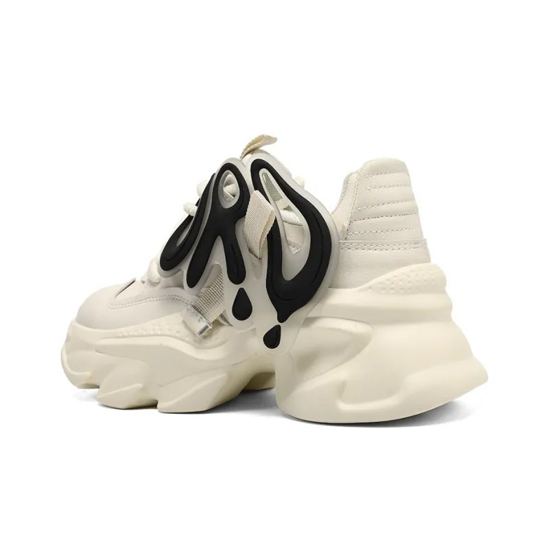ORD Phantom Phantom Collection Cushioning Lightweight Height Increasing Low Top Chunky Sneakers 6cm Unisex Beige Black-4