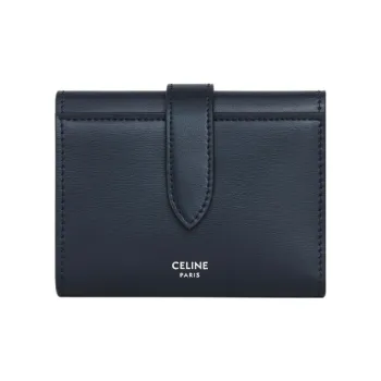 CELINE Shiny Calfskin Wallet Men's Dark Blue