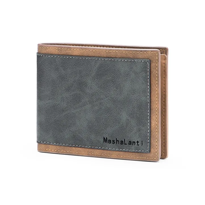 MashaLanti Synthetic Leather Card Holder Wallet Regular Men's Gray With Coffee-2