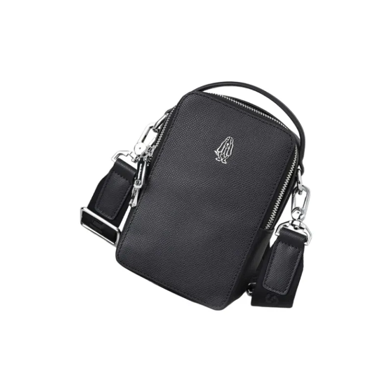 Hush Puppies Cow Leather Crossbody Bag, Shoulder Bag Medium Size Men's Black-2